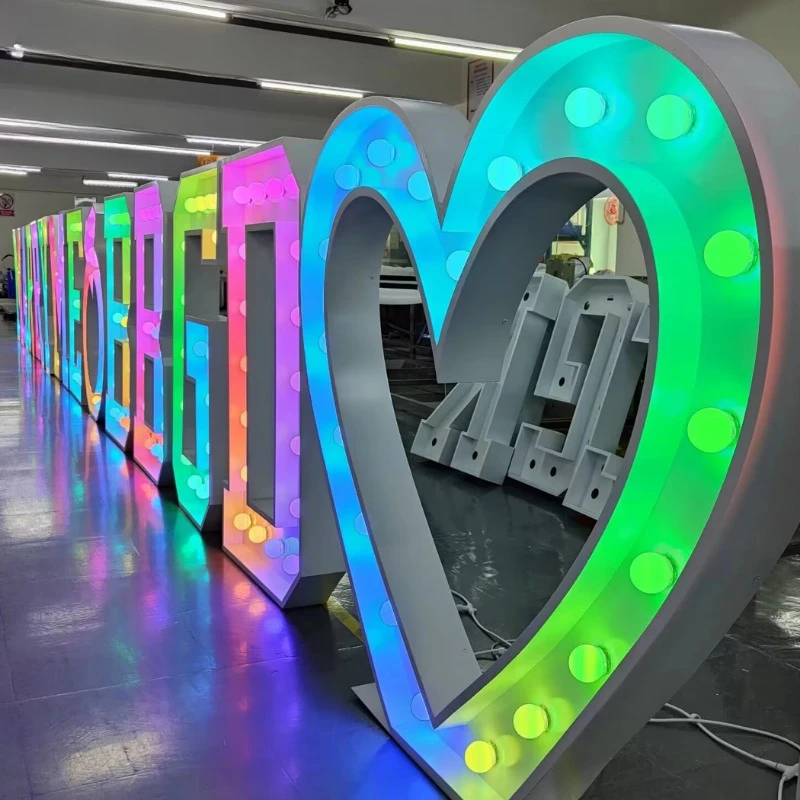 Number 4ft 5ft Large LED Marquee Letter With Lights LED Bulb Letter for Wedding Custom Light up LOVE Letter