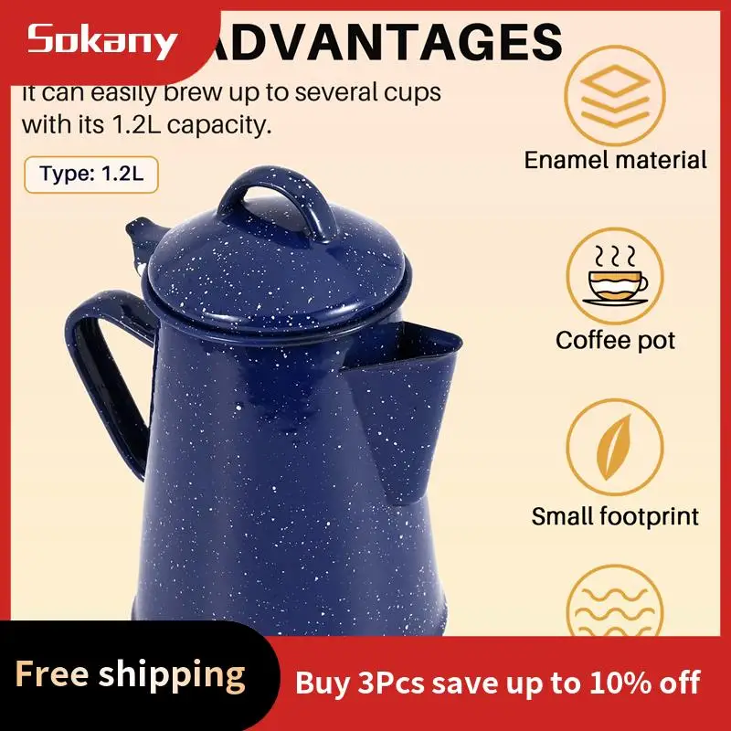 A59E-1.2L المينا إبريق قهوة اليد الشاي غلاية ماء إبريق الشاي خمر ديكور المنزل السماء المرصعة بالنجوم الأزرق إبريق الشاي مقهى أدوات #1