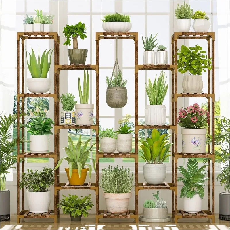 Plant Stand Indoor Outdoor, 17 Tier Large Tall Plant Shelf for Indoor Plants Multiple, Wood Plant Stand Rack Holder Table