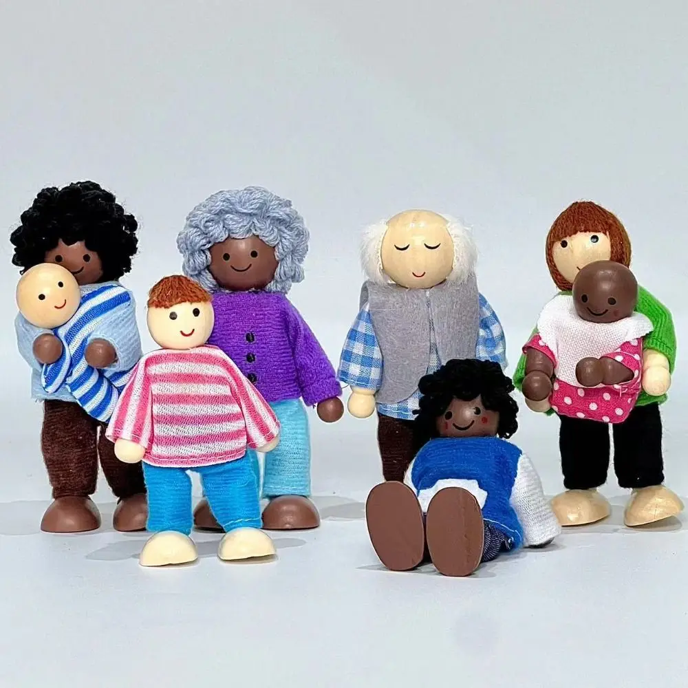 8 قطعة/المجموعة محاكاة الأثاث الخشبي شخصيات مصغرة رواية القصص شخصيات الأسرة الخشبية الصغيرة المشتركة #3