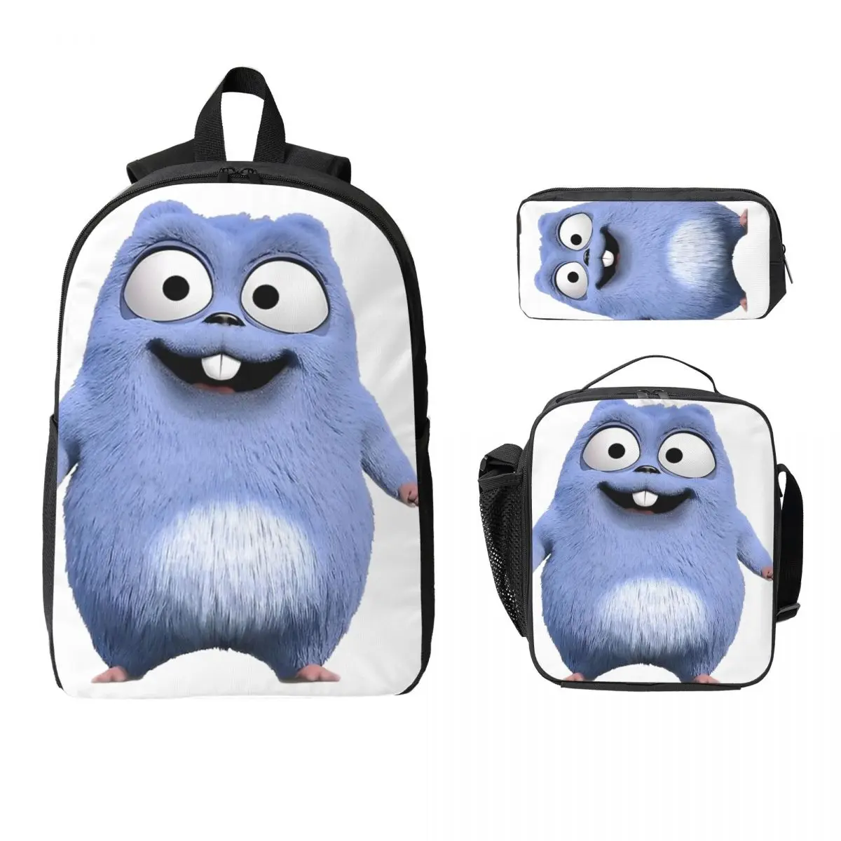 Grizzy And The Lemmings Backpack Student Boys Girl BookBag School Bag Computer Shoulder Bags 3ps Insulated Lunch Bag Pencil Case