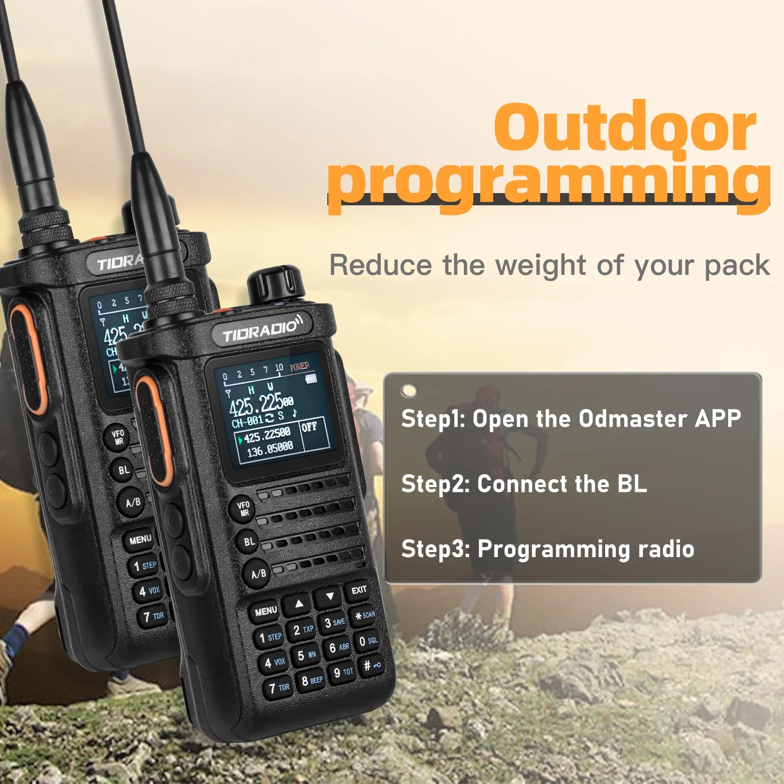 2PCS TIDRADIO TD H8 Walkie Talkie Long Range Professional 10W Two Way Radio Connection Phone APP Wireless Programming HAM GMRS