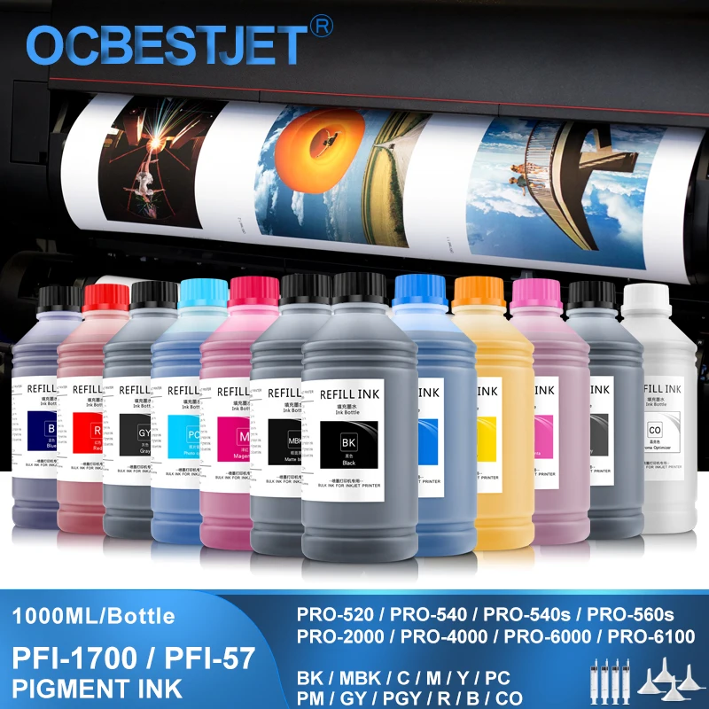 Tinta de Pigmento para Canon Pfi1700 Pfi57 Pfi57 Pro-520 Pro-540 Pro-540s Pro2000 Pro4000 Pro6000 Pro-6100 Pro-560s 1000ml