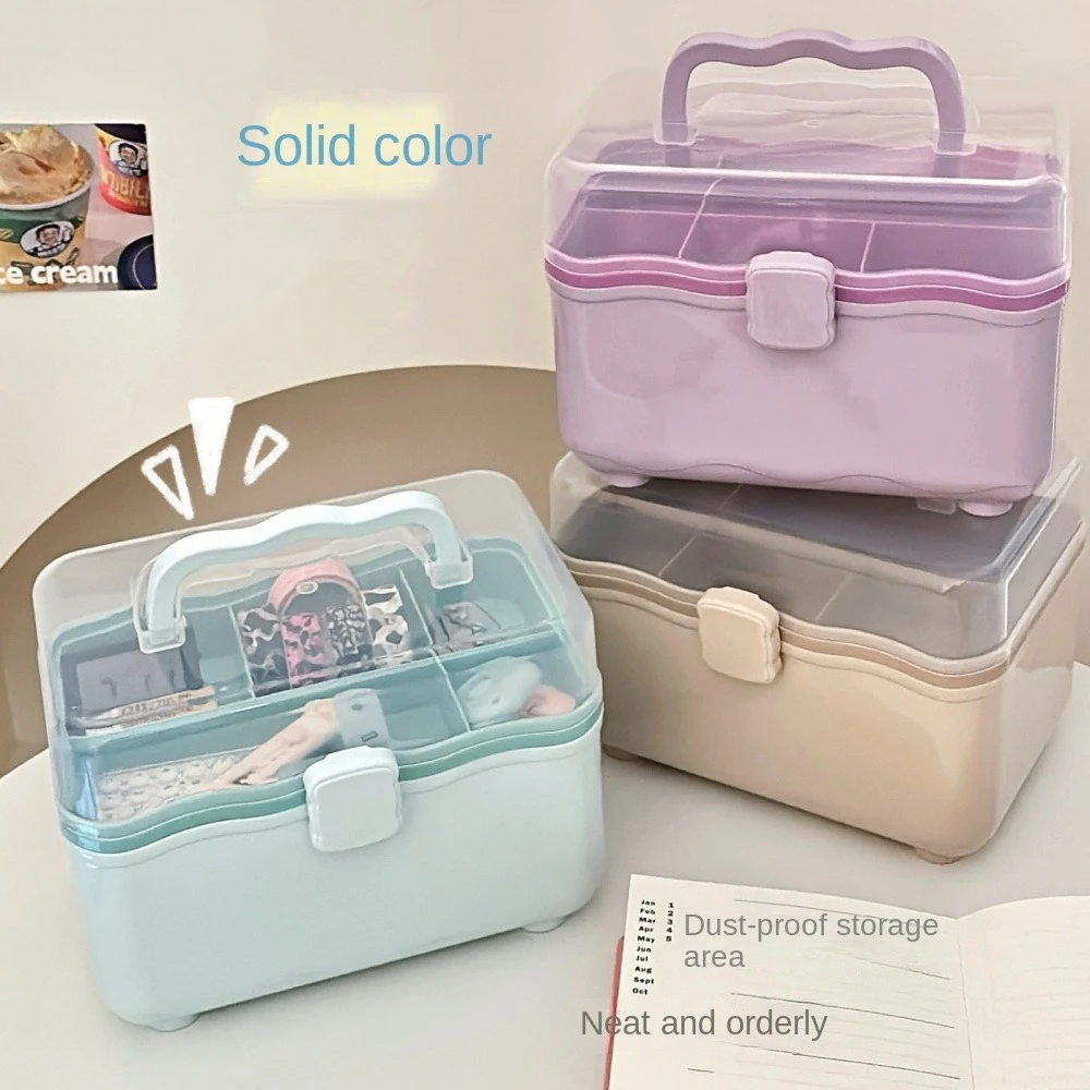 Cosmetic Case 2 Layer Storage Box Nail Art Box Jewelry Case Storage Case Plastic Large Capacity Family Emergency Kit Box