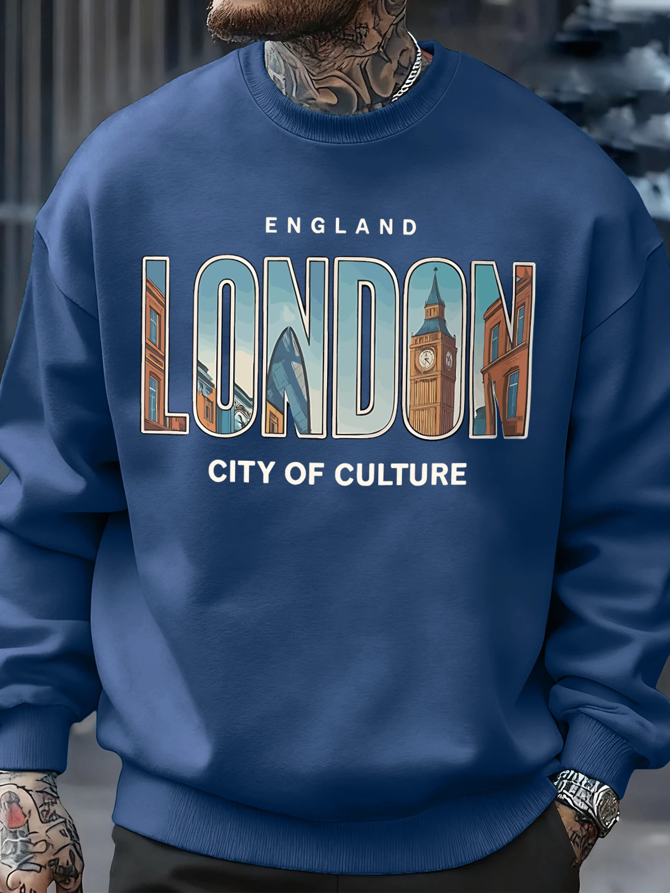 Street Fashion In London - London City Muster Sweatshirt Herren Street