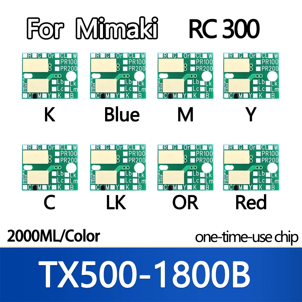 

2000ML RC300 RC 300 Ink Chip for Mimaki TX500-1800B Ink Bottle disposable chip K C M Y LK Blue OR Red