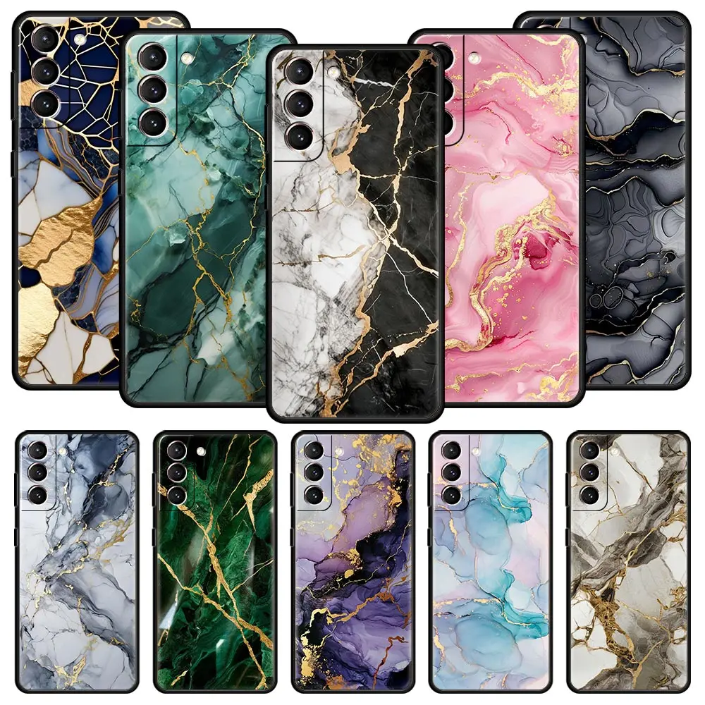 Watercolor Marble Phone Case For Samsung Galaxy S25 S24 S23 S22 S20 Ultra S21 FE 5G S10 Plus S10E Soft TPU Cover