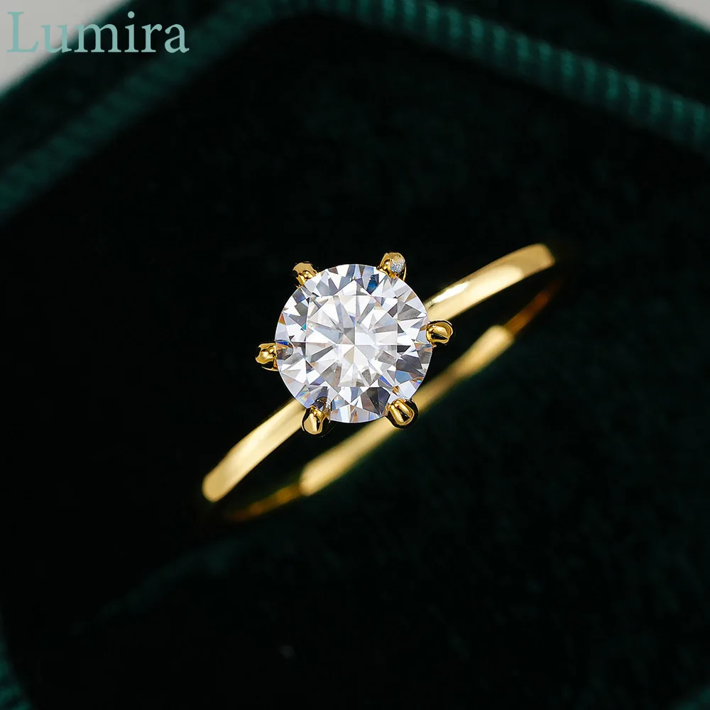 

Классическое кольцо Lumira из 100% 18-каратного золота с шестью зубцами и бриллиантом из муассанита 0,5 карата/1 карата/2 карата/3 карата для женщин, рождественские очаровательные ювелирные изделия