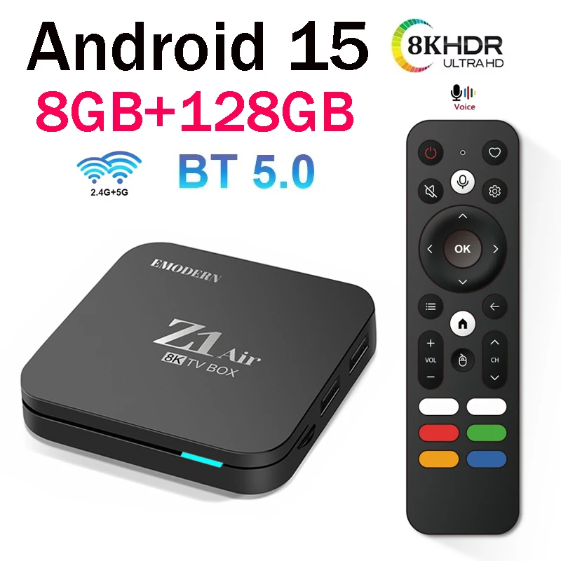 TV Box Android 15 Smart Allwinner H313 Quad Core Z1 Support 8K 4K