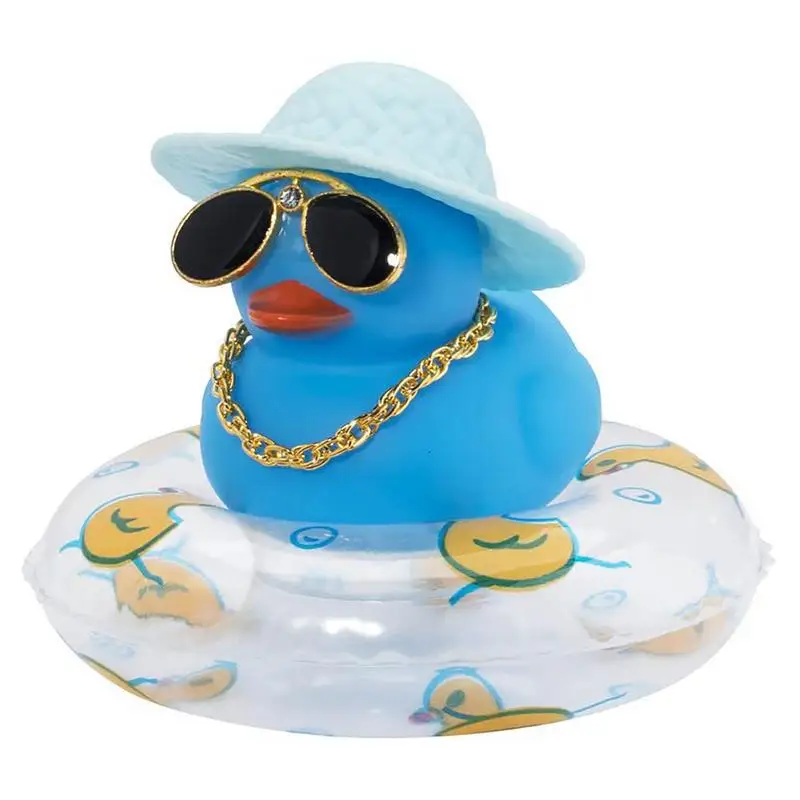 Dashboard Duck 5pcs Car Duck With Mini Swim Ring Sun Hat Necklace And Sunglasses Funny Car Accessories For Car Dashboard