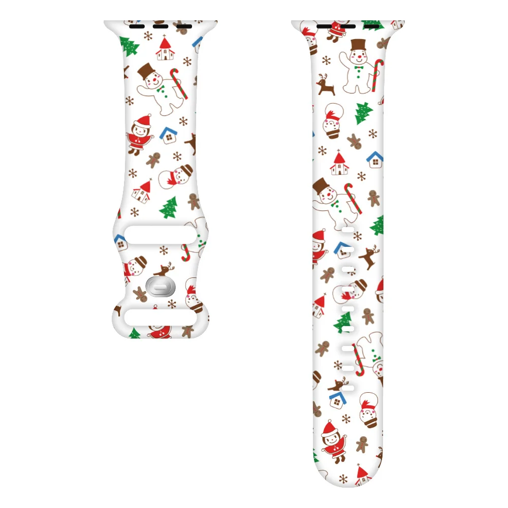 strap for Apple watch 49mm 44mm 46mm 45mm Christmas printed silicone watchband bracelet iWatch Ultra2 series 10 42mm 46mm
