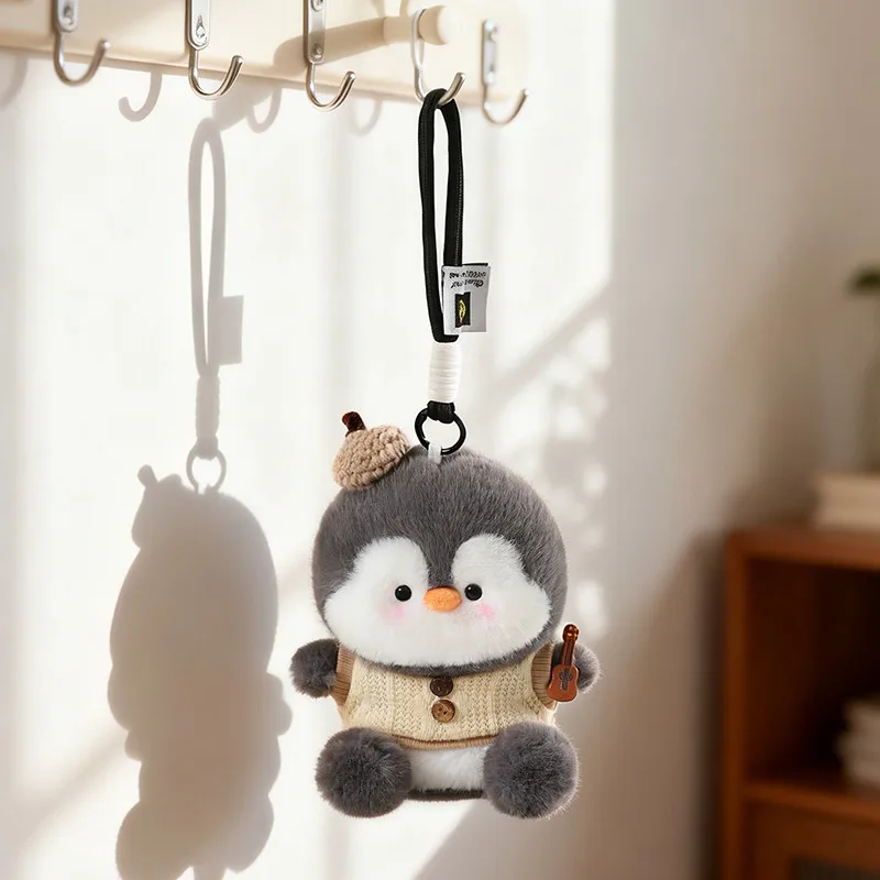 Penguin Family Series Plush Keychain 15cm Faux Mink Fur Cute Pendant Scented Stuffed Animal Bag Charm Removable Outfit for Girls view 6