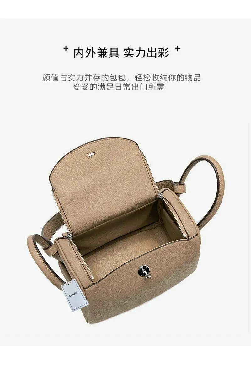 Leather Handbag Lady 19cm 22cm 26cm Inner And Outer Full Head Layer Cowhide Swift Wax Thread Sewn Single Shoulder Fashion