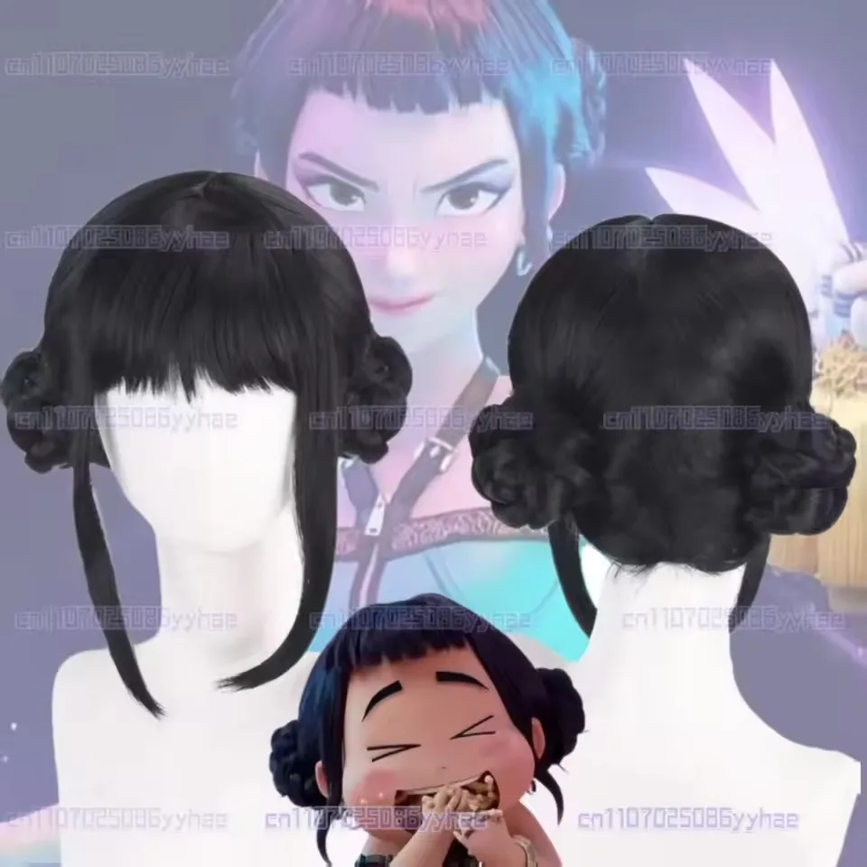 2025 quente roxo longa trança com rabo de cavalo lateral integrado tigre boca braçadeira peruca das crianças traje de halloween festa anime cosplay