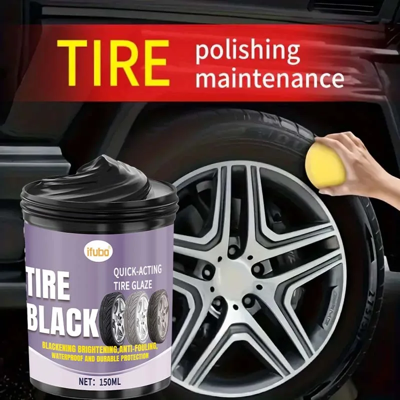 Tire care wax with tire wax special sponge, black luster lasting bright decontamination cleaner