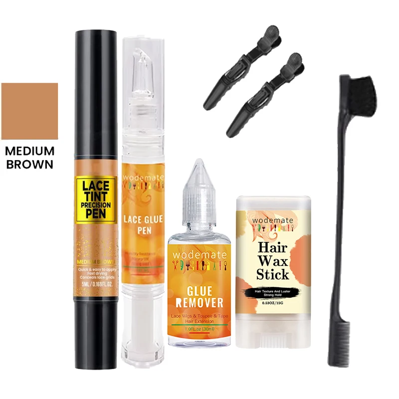 Wodemate Tinted Lace Precison Parting Pen Wig Lace Glue Wig remover Hair Wax Stick The travel set is small and easy to carry