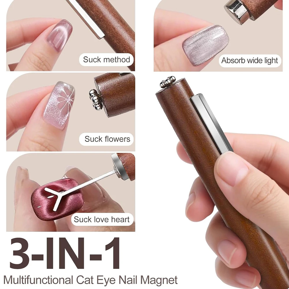 3 IN 1 Multi-function Cat Eye Magnet For Nail Art Design Strong Thick Magnetic Stick Large Cylindrical Magnetic Nail Tool