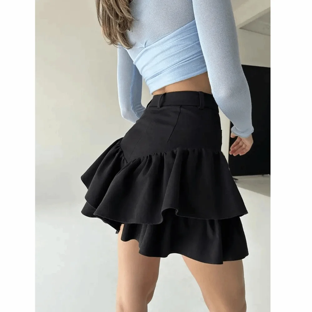Flowy Cut Ins Style Tiered Skirt Summer Wear Ruffled Tier A line Skirt Loose Silhouette Versatile Match Mini Skirt Daily Outfit