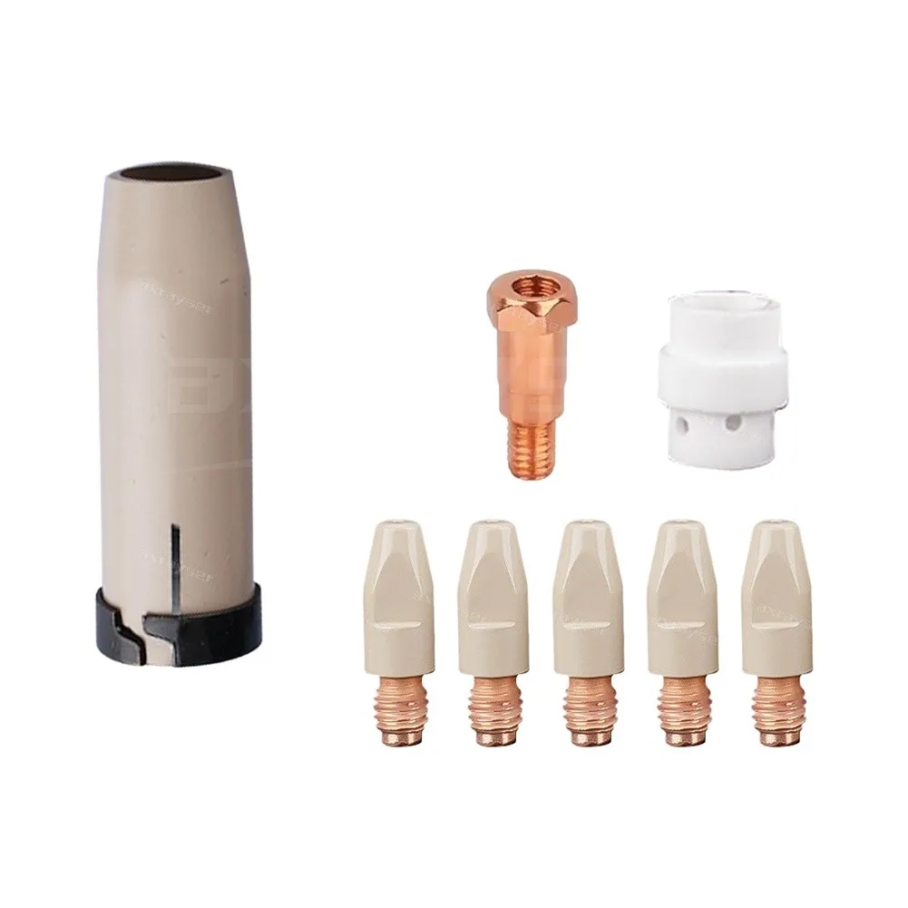 8 Piece 36KD Accessories Kit with Contact Tips Gas Nozzle Diffuser Tip Holder and Conductive Rod for GMAW Process Support
