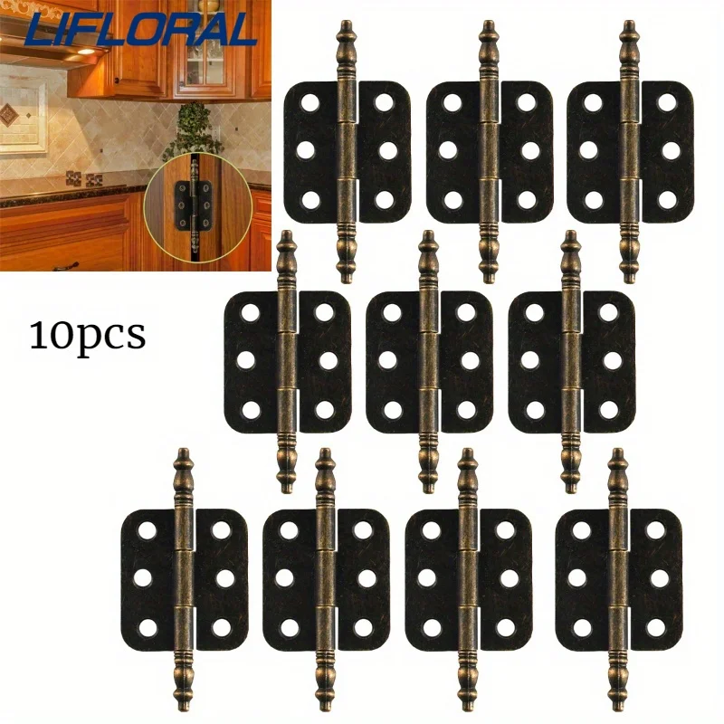 

10pcs Crown Head Hinge 6 Holes Jewelry Gift Box Decorative Hinge for Cabinet Furniture Hardware Accessories