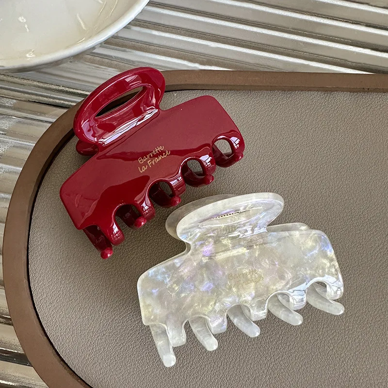 High-end Feeling Vinegar Hair Clip Light Luxury Shark Clip Hair Accessories 5.5cm Red Long Acetate Hair Crabs Hair Clips Hairpin