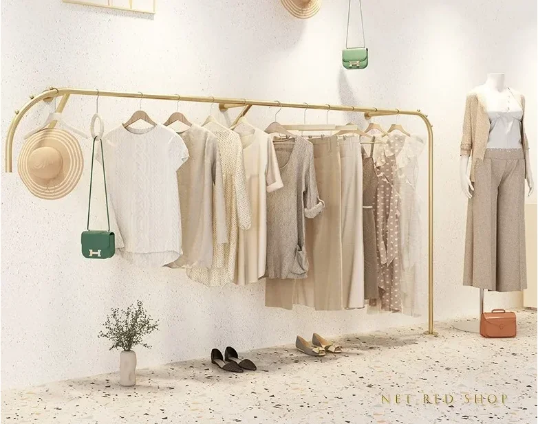 

Gold Irregular Clothes Hanger Floor Stand for Women's Clothing Store Display Shelf Decorative Fashion Accessory Holder