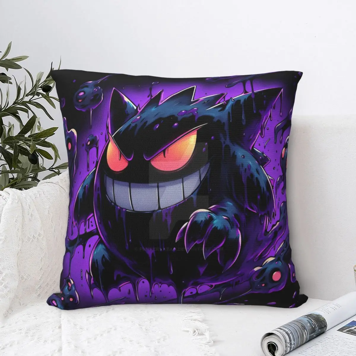 Pokemon Gengar Cartoon Pillow Case Fashion Pillow Cover Soft Graphic Cushion Cover Pillowcases For Sofa Home Decorative