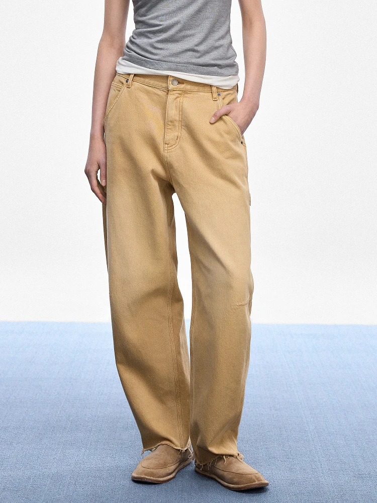 

Классические винтажные джинсы с шелковистым дизайном от Huajiyan | Хлопковые брюки с завышенной талией для женщин на весну, осень, зиму