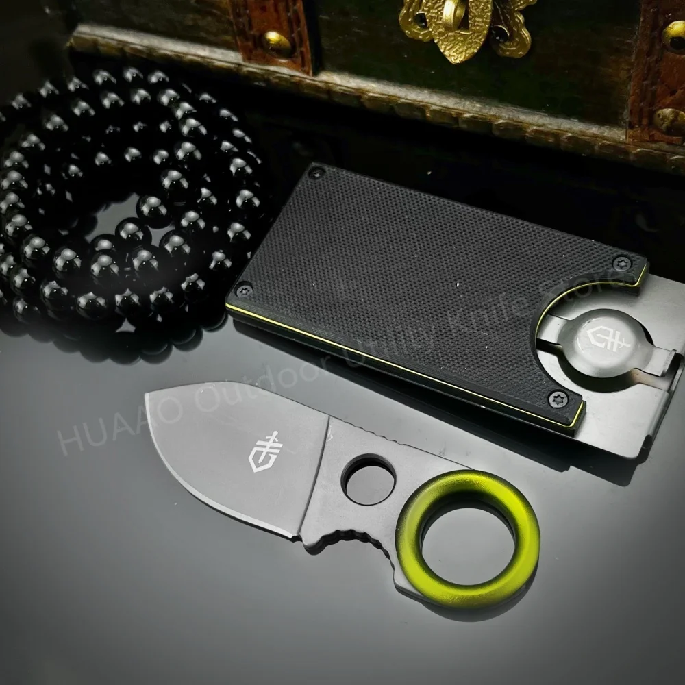 

Hot Mini Pocket Fixed Blade Knife with Holster EDC Camping Fruit Knife Multifunction Knife Card Knife Keychain Belt Knife
