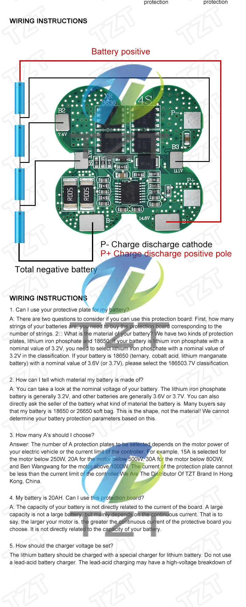 TZT BMS 4S 15A 14,8 V 18650 Li-Ion Lithium-Batterie-Ladeplatine mit Überstrom-/Temperaturschutz für Elektrowerkzeuge – Detail 2