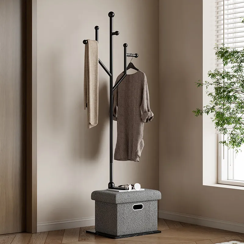 

entrance Coat rack Floor-to-ceiling bedroom Household shoe change stool Light luxury integrated shelf Clothes storage Hanger