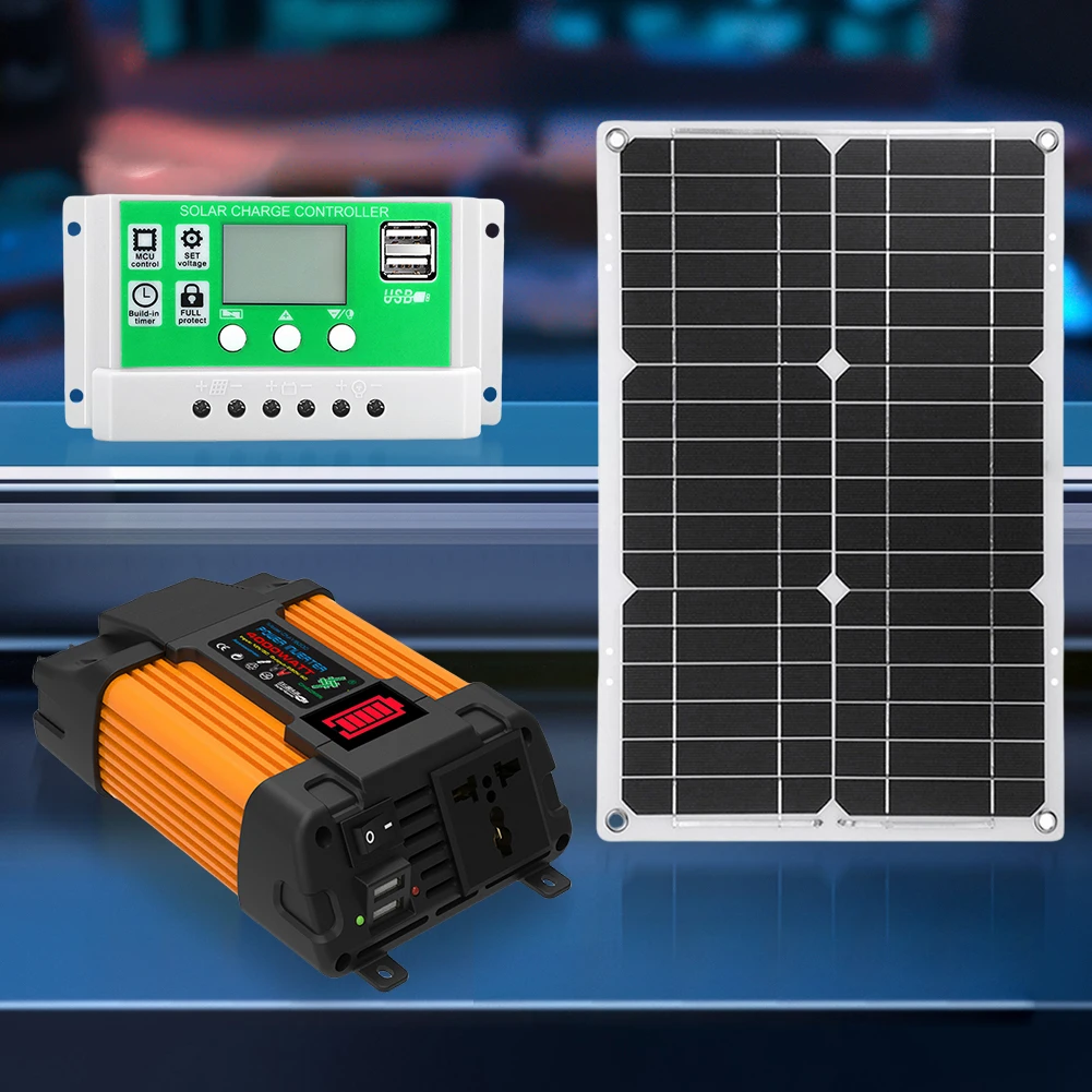 

4000W 12V To 110V/220V Solar Inverter with 50A Charge Controller & 25W Panel Solar Panel System Solar Power Generator