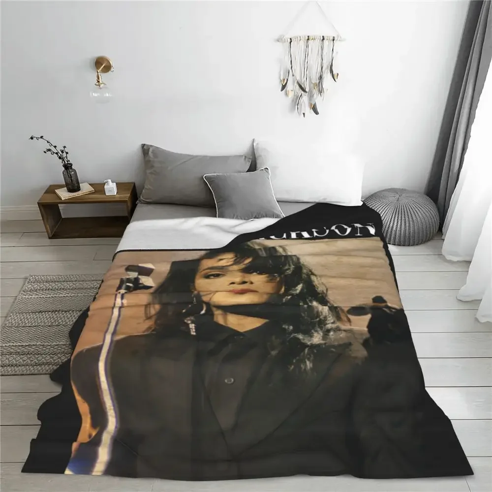 Janet Jackson Blanket American Singer Camping Flannel Throw Blanket Soft Warm Bedroom Design Bedspread Gift Idea