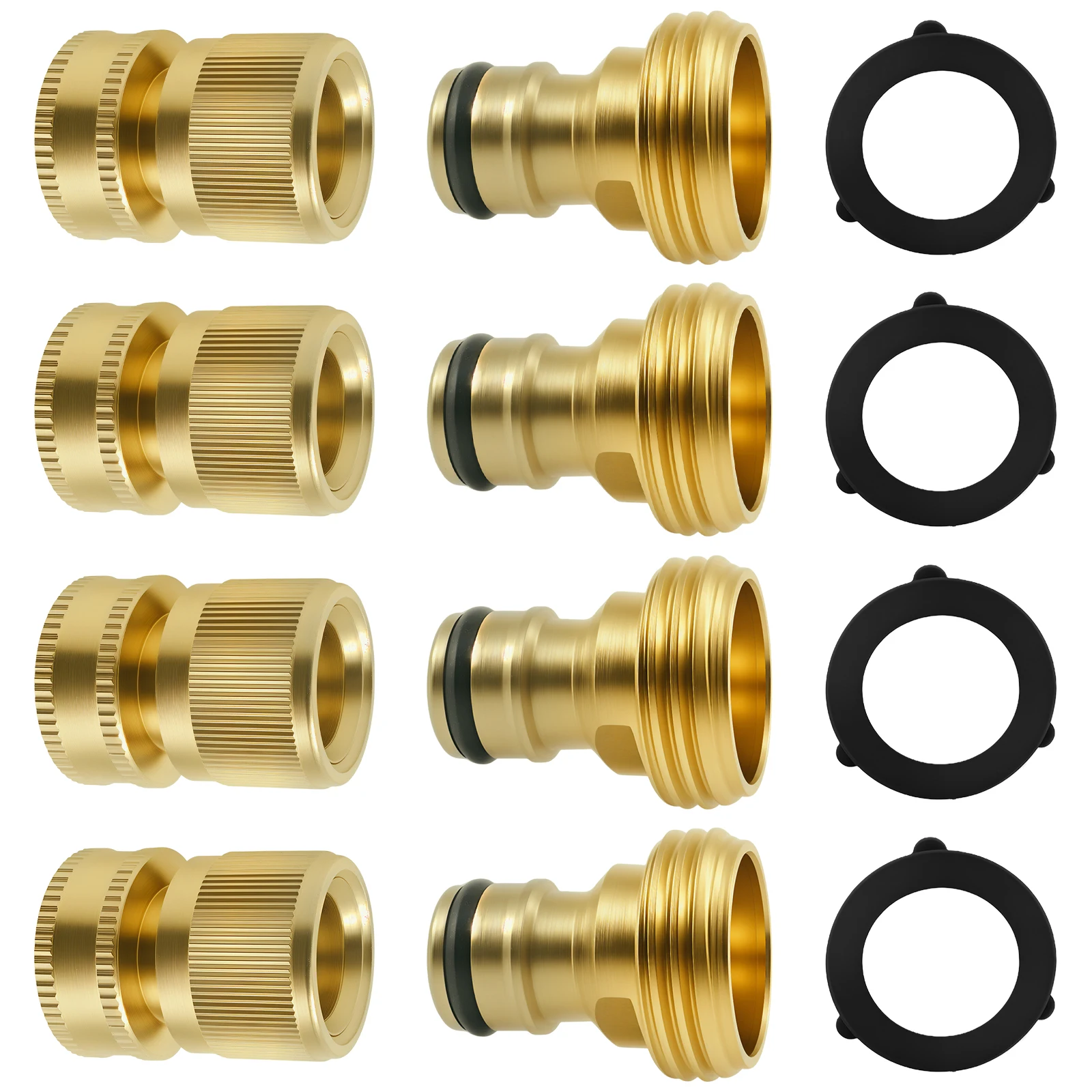 

4Pcs Brass Hose Quick Connector Set 3/4'' Water Stop Fitting Copper Thread Tap Coupling Garden Watering Gun Adapter