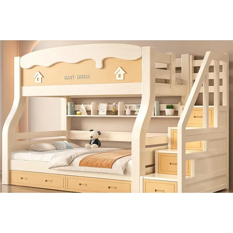 Cherry wood bunk bed Bunk bed Multifunctional double beds Solid wood bunk bed High and low be d Mother and child beds Children's