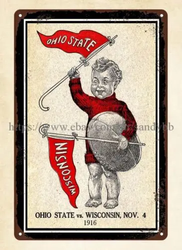 room metal art 1916 Ohio Buckeyes vs Wisconsin Badgers Football metal tin sign