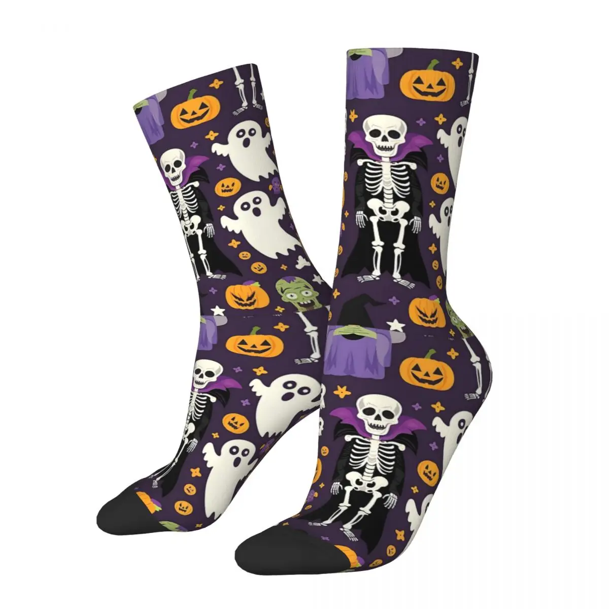 New Male Men Socks Harajuku Halloween Spooky Sock Polyester Ghosts And Pumpkins Sport Women Socks Spring Summer Autumn Winter