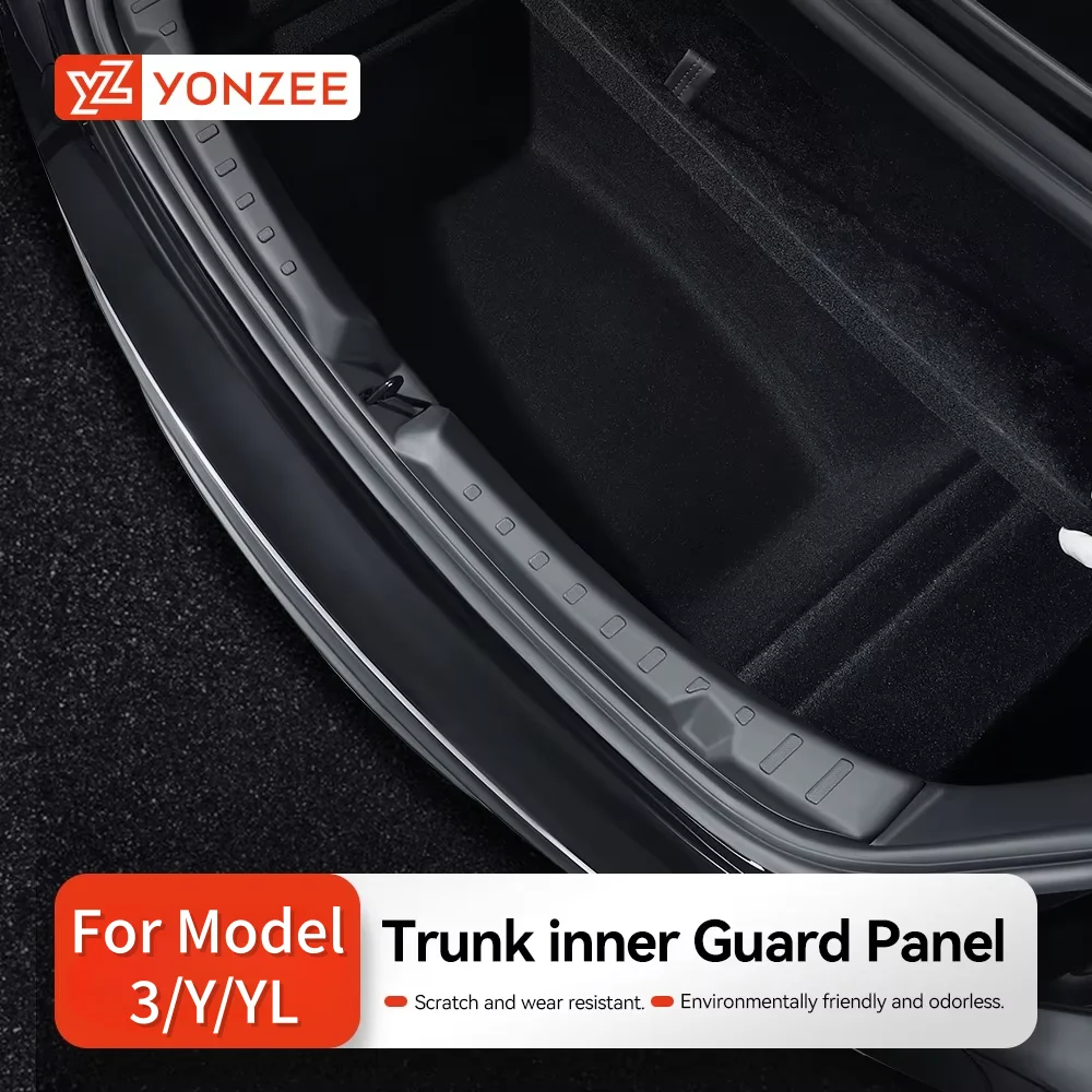 Protetor de porta-malas YZ para Tesla Model 3/Y/YL Highland Juniper, tapete anti-riscos em TPE, capa para soleira da porta traseira.