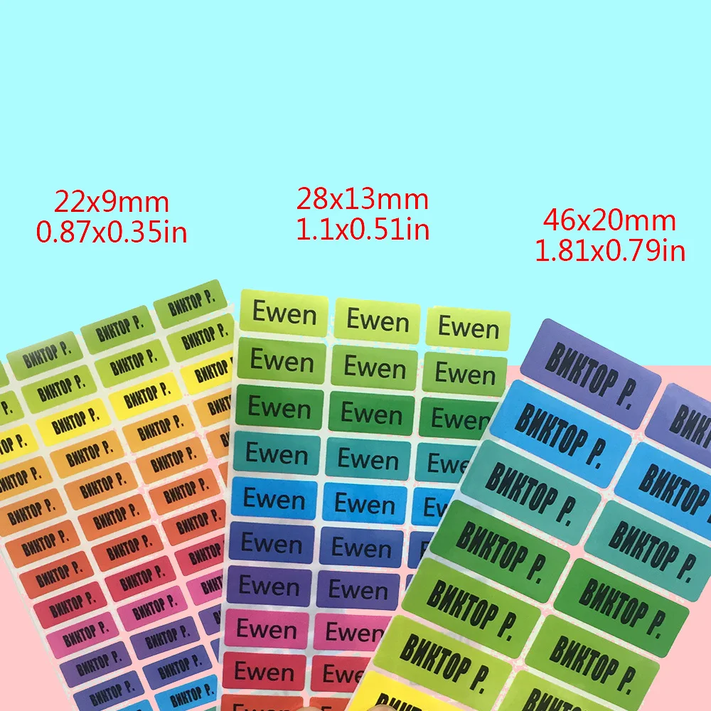 Multi-size Custom Colorful Waterproof Name Stickers DIY Personal Label Sticker Children Water Cup Tag School Stationery Supplies