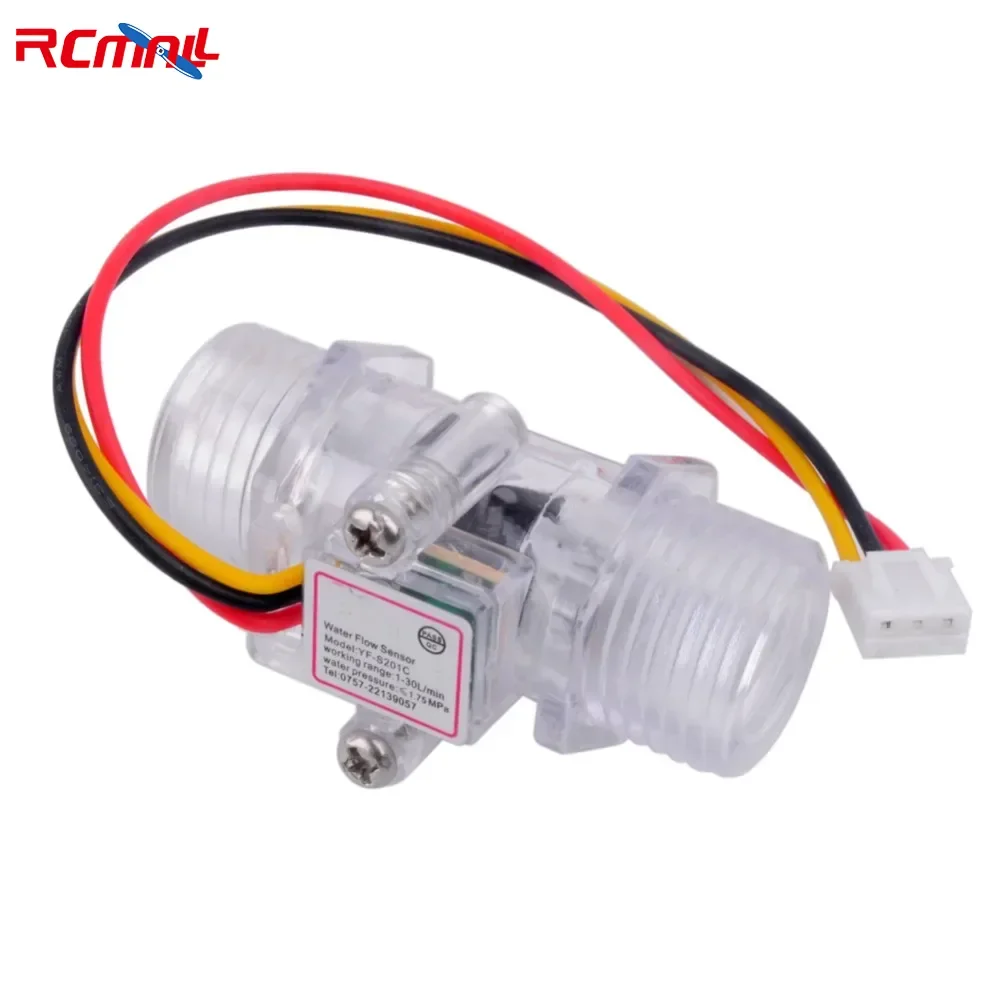 

YF-S201C G1/2" Датчик расхода воды Датчик Холла жидкости Расходомер Счетчик 1-30 л/мин Прозрачный