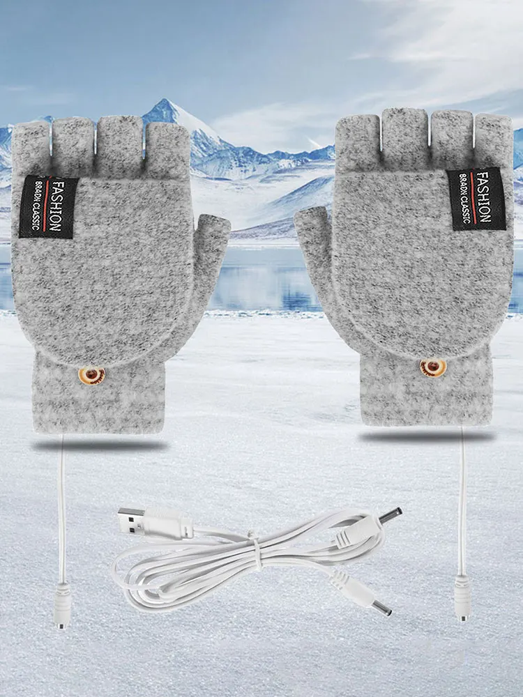 AliExpress JOCESTYLE USB Electric Heated Gloves Winter Outdoor Thermal Touch Screen Full Half Finger Warmer Knitted Gloves Hand Warmer Bicycle Gloves