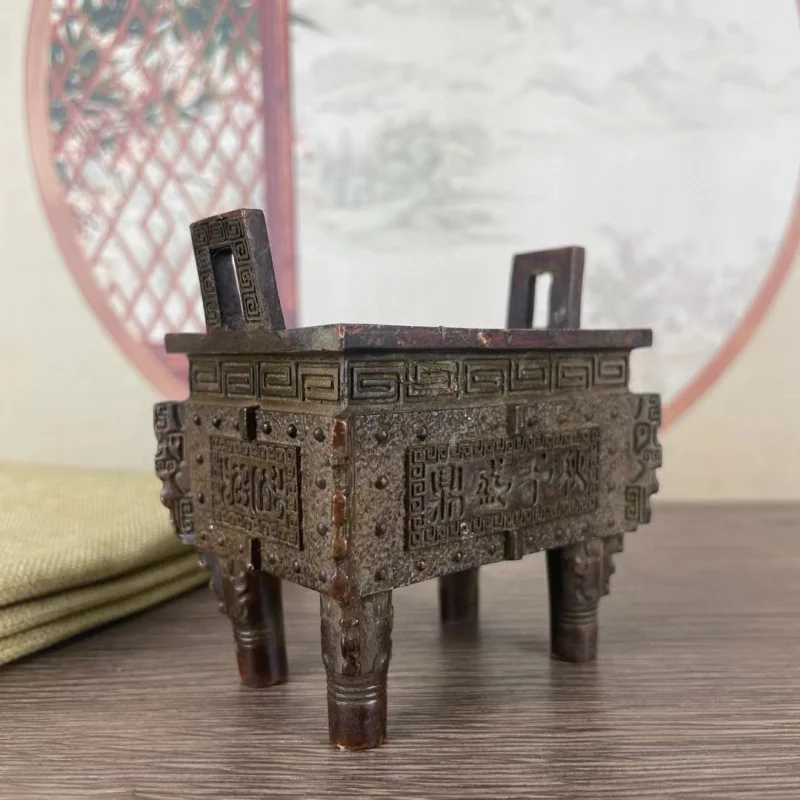 Copper , square , brass tripod, a timeless masterpiece. incense burner, decoration for home and shop opening