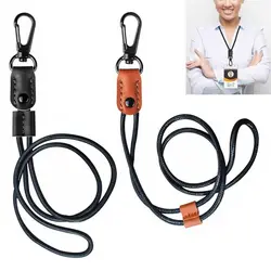 Leather Braided Phone Lanyard for ID Card Holder Office Adjustable Hanging Rope with Strong Metal Clasp Office School Supplies