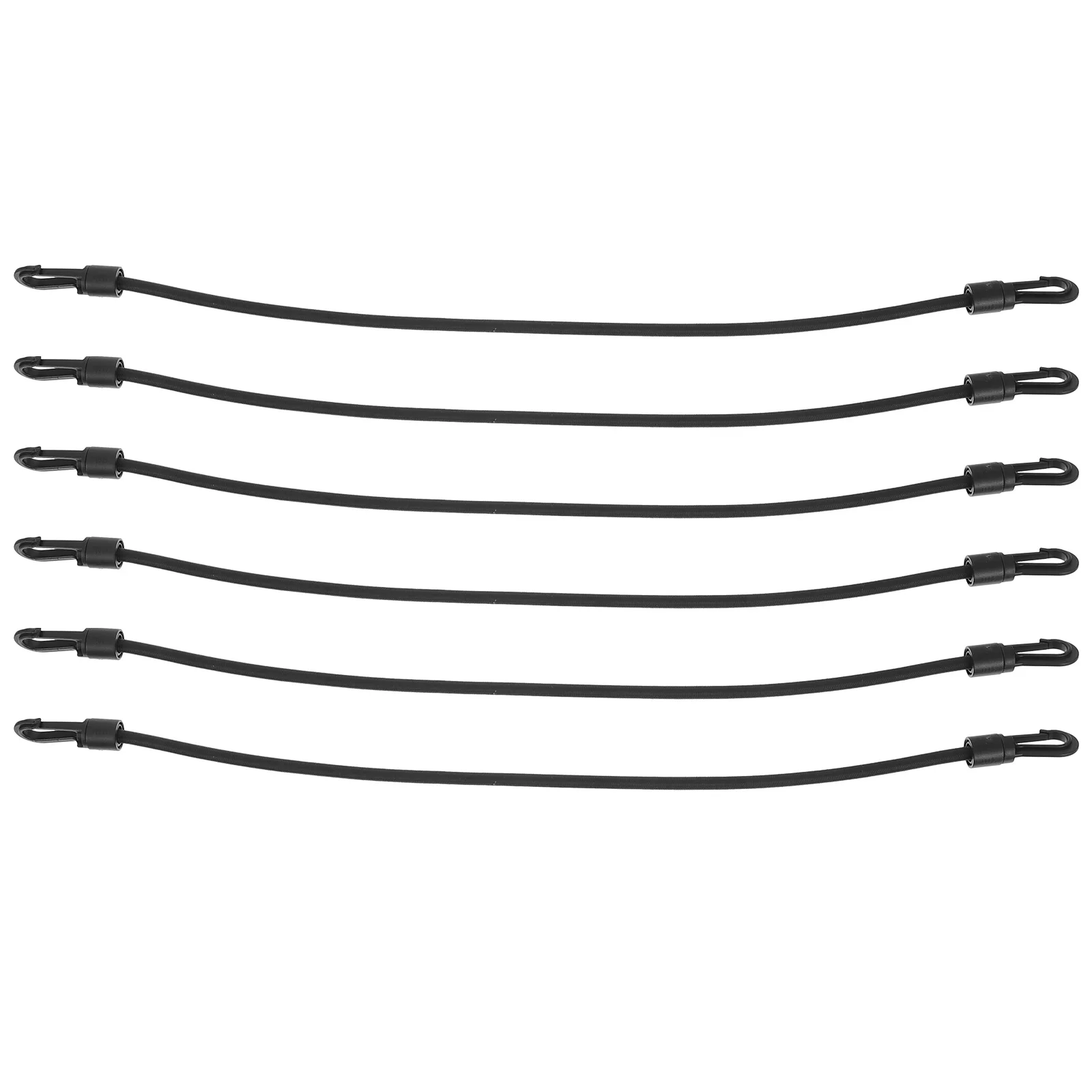

6pcs Black Elastic Cargo Binding Straps Sturdy Fastening Belts Rubber Plastic Material Bike Tensioner Outdoor Travel Transport