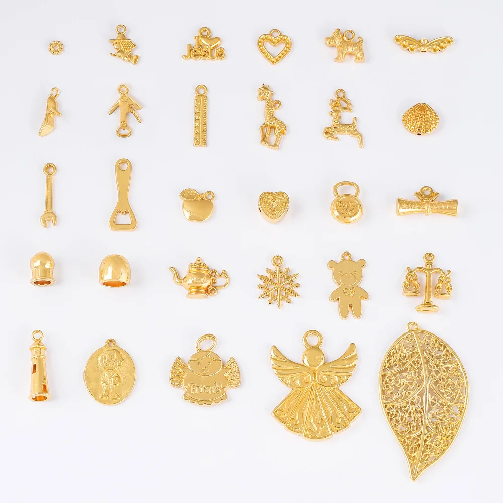 Accessori per gioielli fai-da-te in lega più venduti transfrontalieri, ciondoli in oro brillante, ciondoli per collane, nicchia