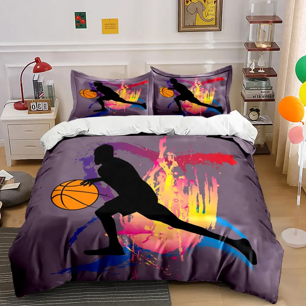 

Basketball Art Three-Piece Set Multiple sizes kid's and adults' bedroom Exquisite 3PC bedding set, gift