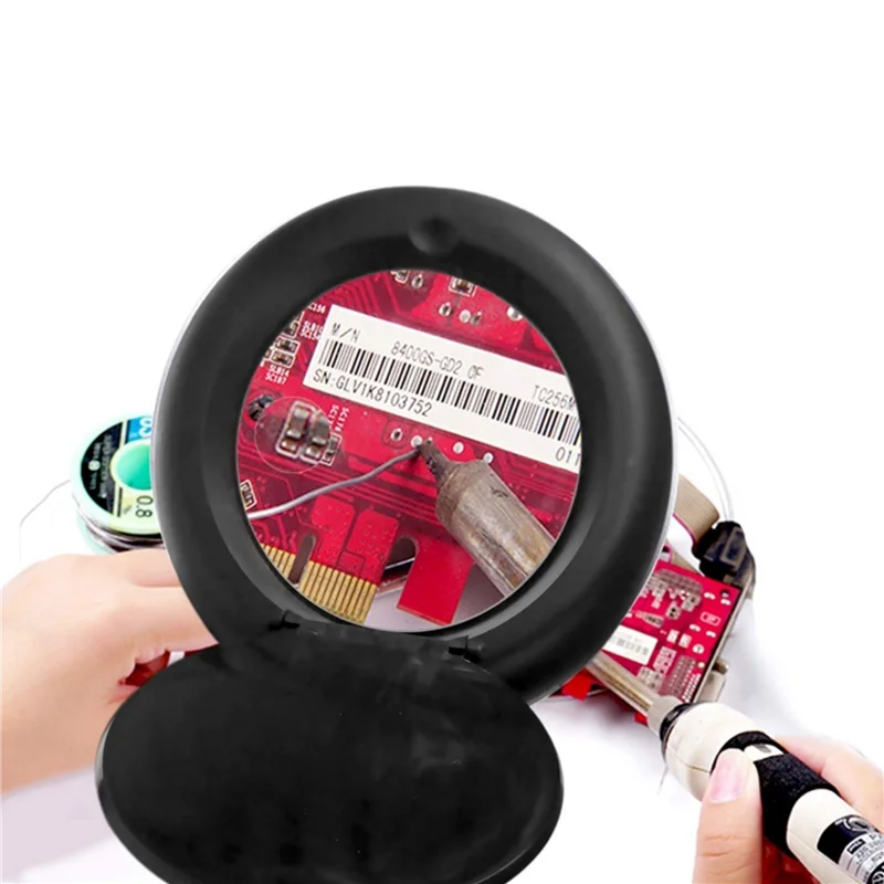 

5Pcs LED Magnifying Lamp 5X 10X Magnifier With Light Table And Desk Lamp Floor Stand Adjustable (Black) US PLUG