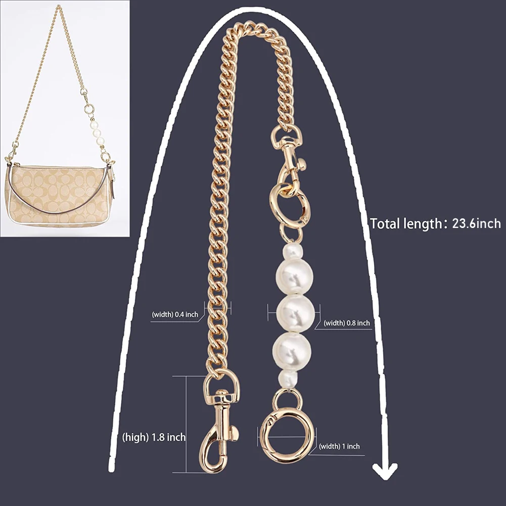 DIY Purse Handle Strap Pearl Bead Bag Chain Replacement Belt Hardware Handbag Shoulder Bag Part Accessories For Women Bag Straps