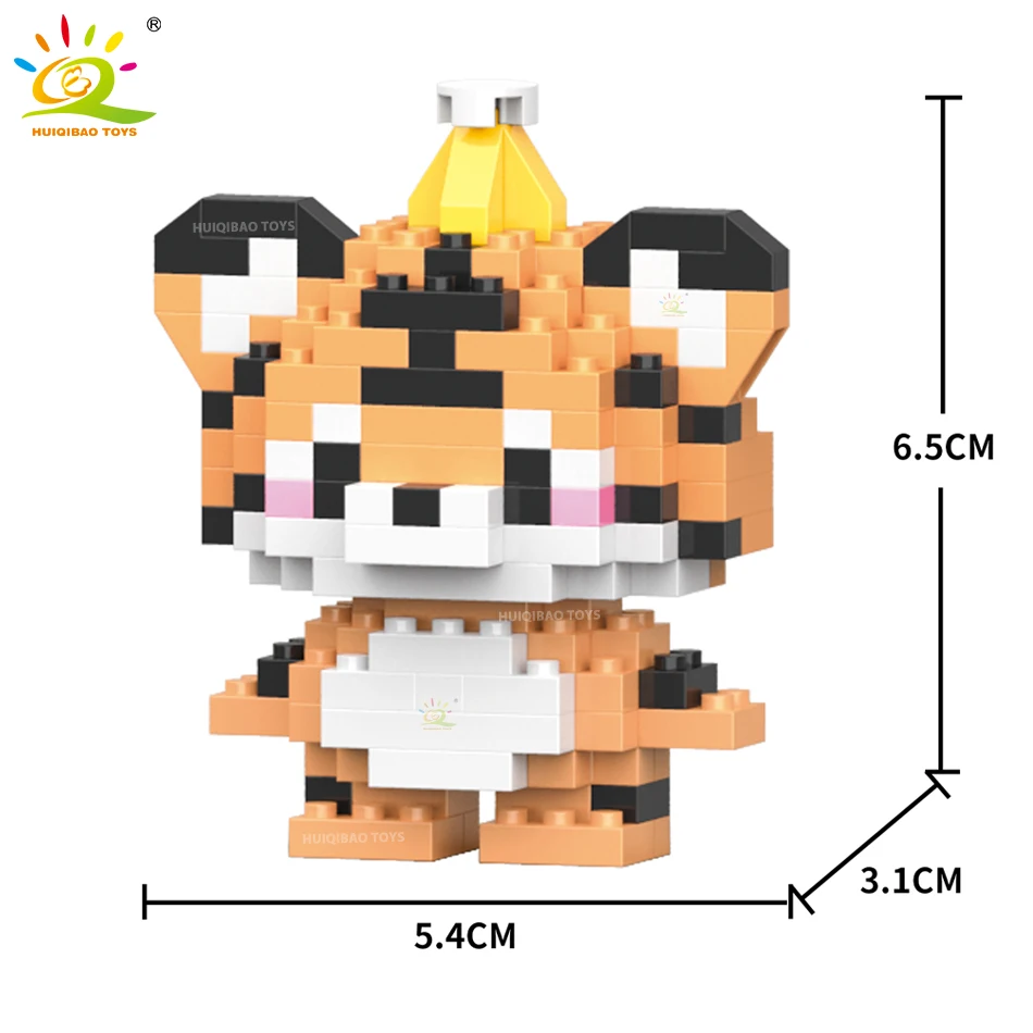 Cartoon Animal Mirco Building Blocks Cute Lion Penguin Elephants Bear Deer Tiger Mini Bricks Creation Toys for Children Kid Gift