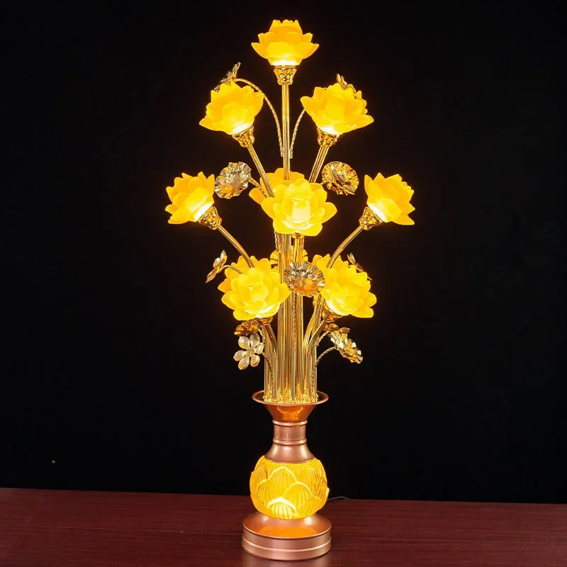 TEMAR Colored LED Lotus Table Lamp For Buddha Lamp Household Buddha Hall Lamp Glass Lamp Temple Worship Buddha Front Lamp